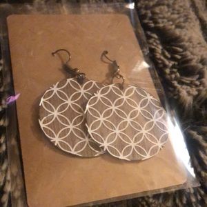 Homemade wooden earrings in white